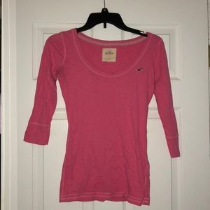 Hot pink Hollister California 3/4 sleeve tee